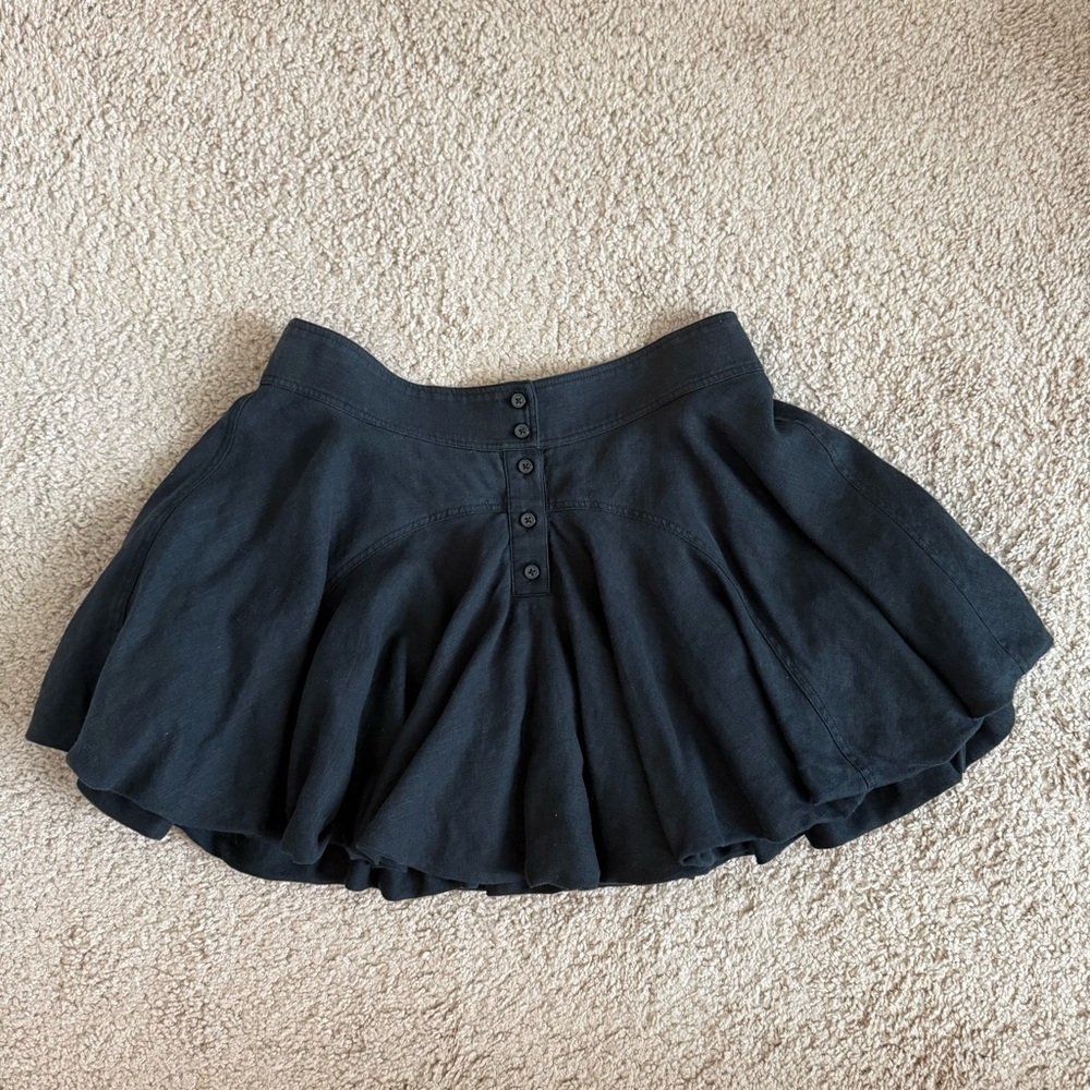 J Crew Black Linen Button Front Bubble Mini Skirt Size 8